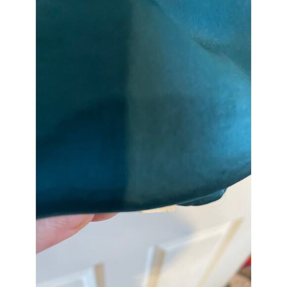 Vince Sleeveless Blouse Size 8 front asymmetrical drape deep jeweled teal color - Picture 9 of 16